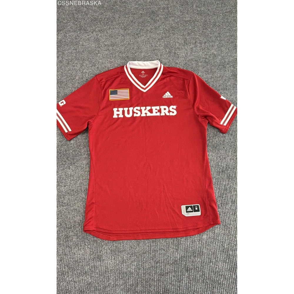 adidas Men's Nebraska Huskers Jersey Red NCAA‎ Football Big 10 Primegreen Sz M